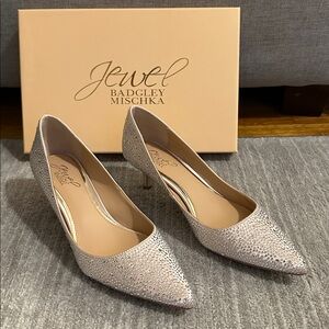 Jewel Badgley Mischka Silver Heels